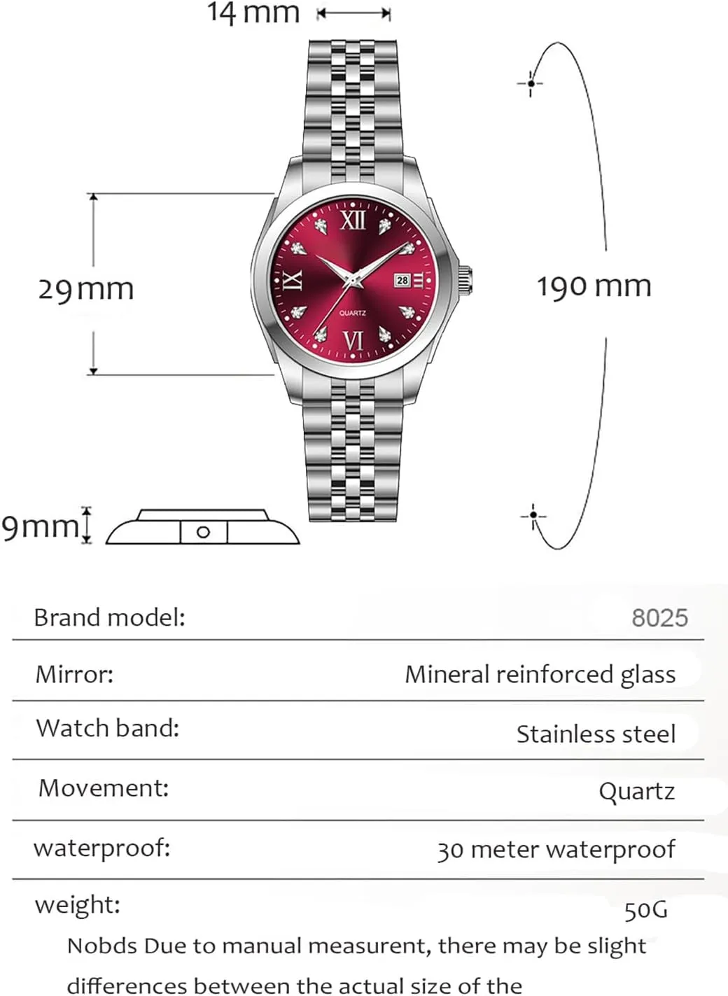 Watch Stainless Steel Quartz Watch Luminous Waterproof Watch Business Watches for Women BESTKANG crude excursion Women's Bracelet 