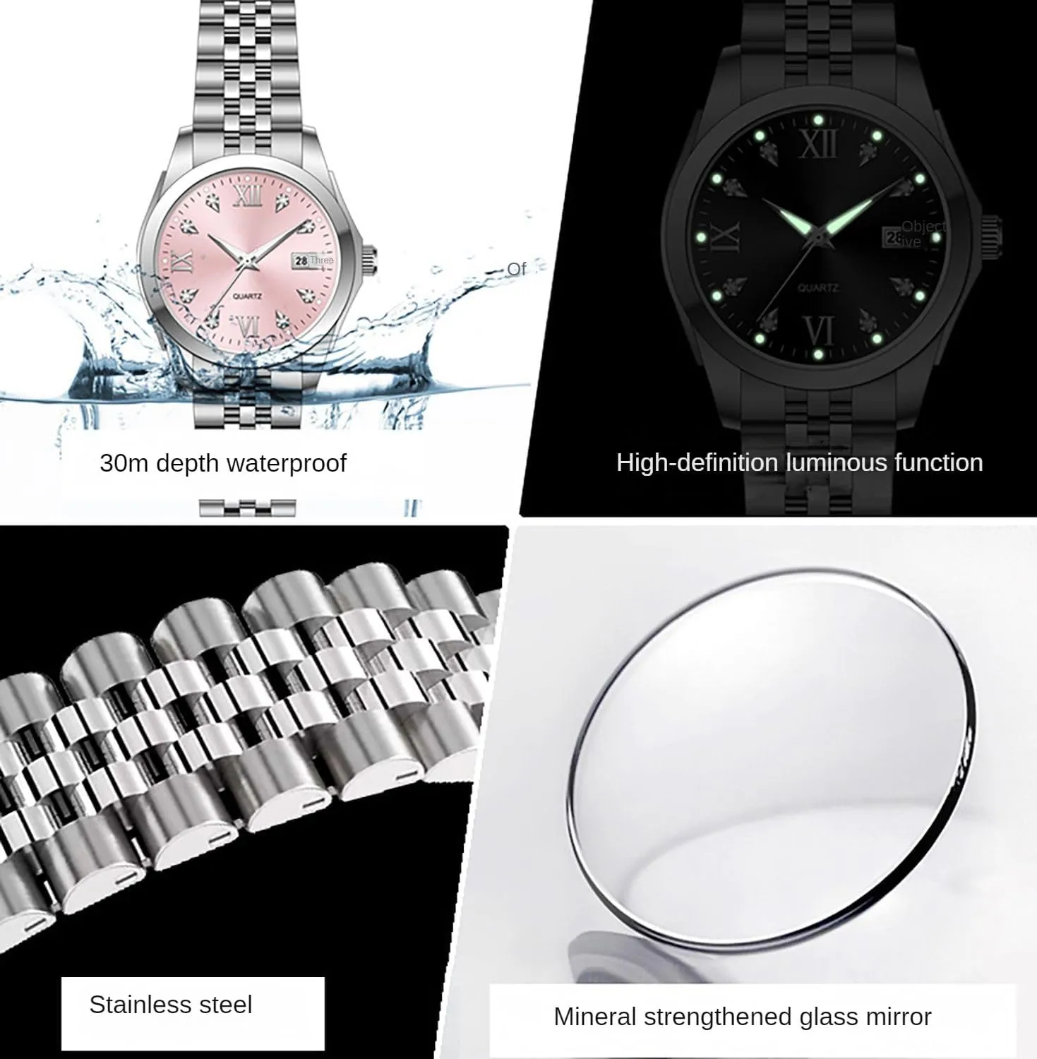 Watch Stainless Steel Quartz Watch Luminous Waterproof Watch Business Watches for Women BESTKANG crude excursion Women's Bracelet 