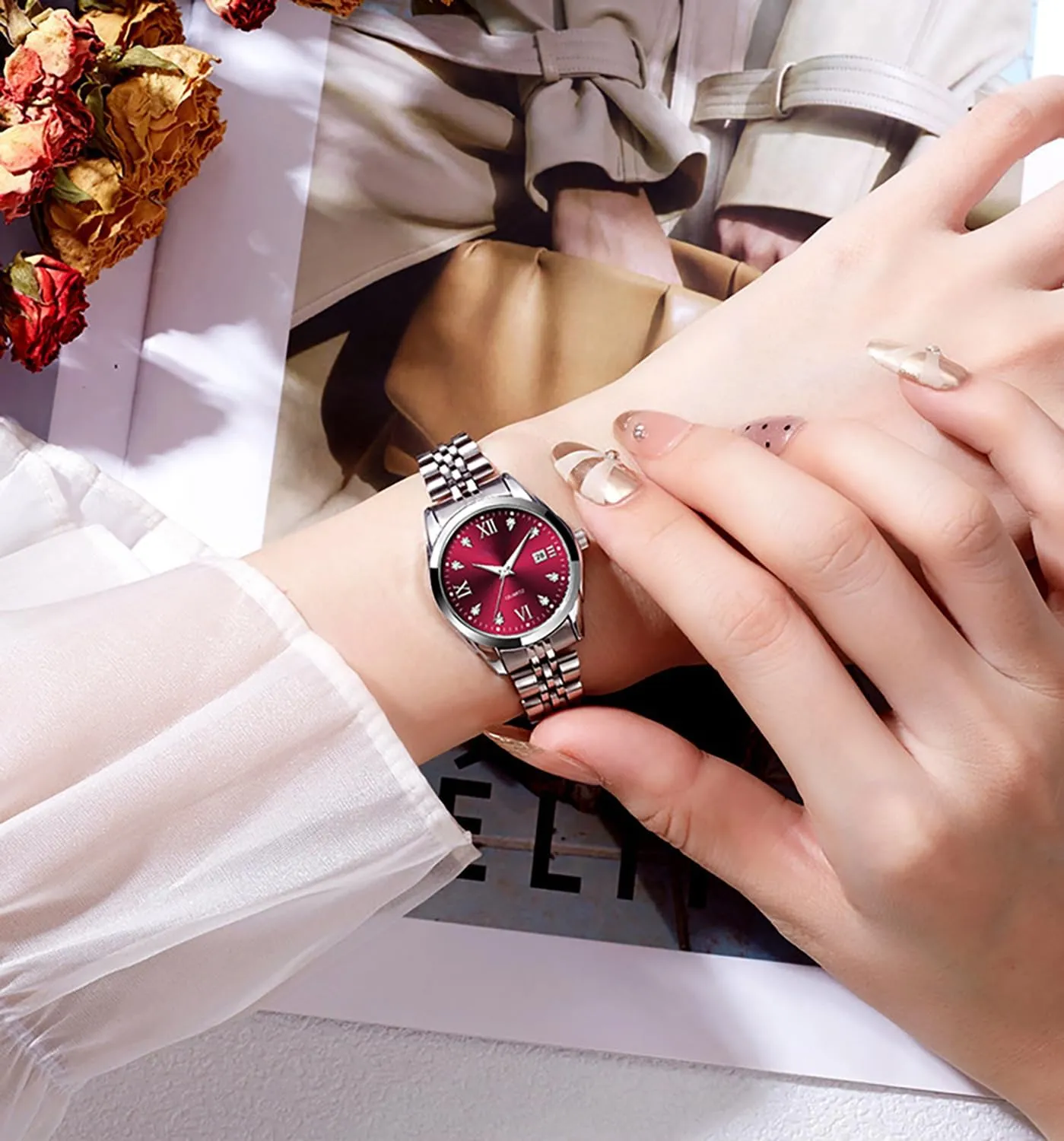 Watch Stainless Steel Quartz Watch Luminous Waterproof Watch Business Watches for Women BESTKANG crude excursion Women's Bracelet 