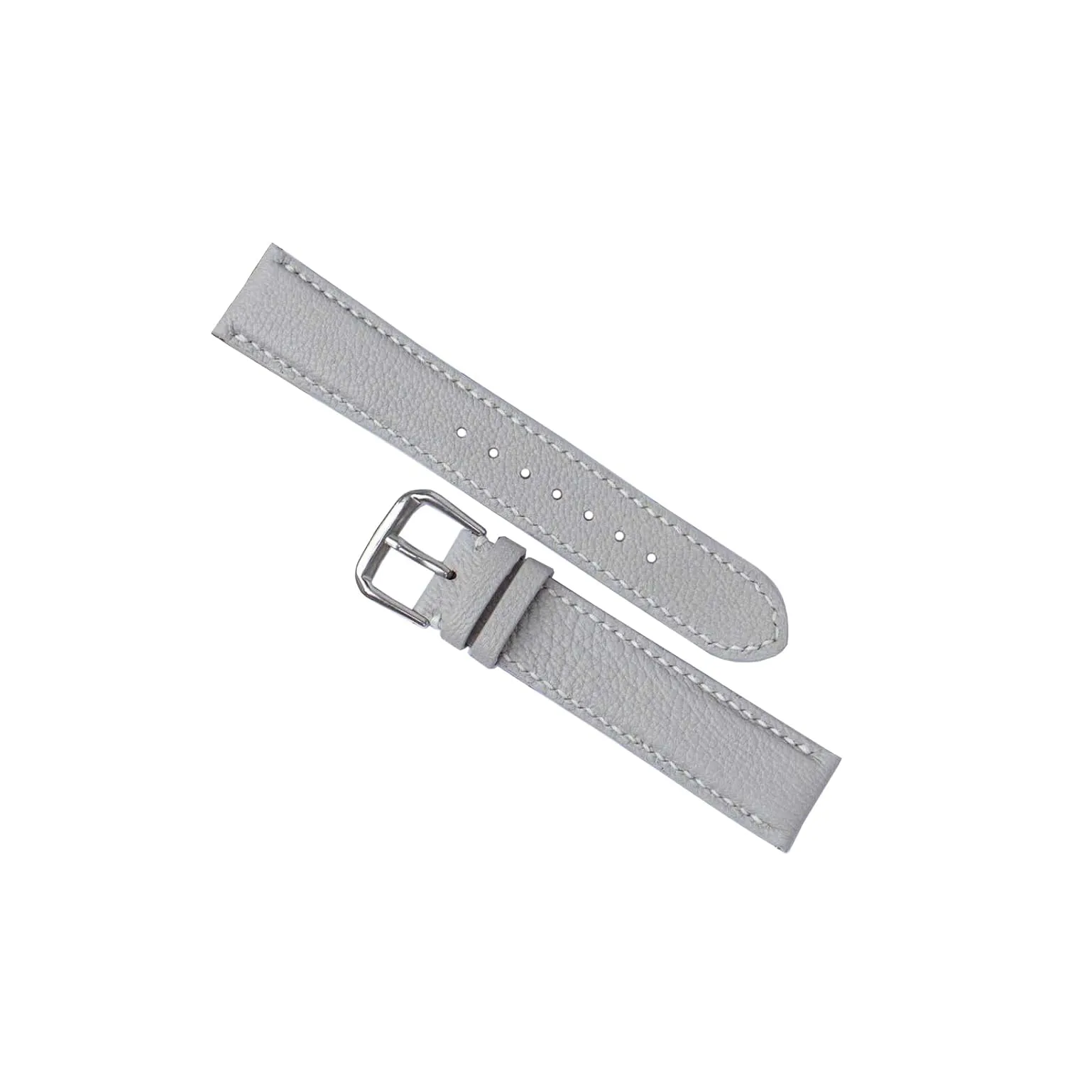 watch strap (20mm, Steel Folding Clasp) Alran Chevre Sully leather intertwine watch band, Light Grey Goat leather 
