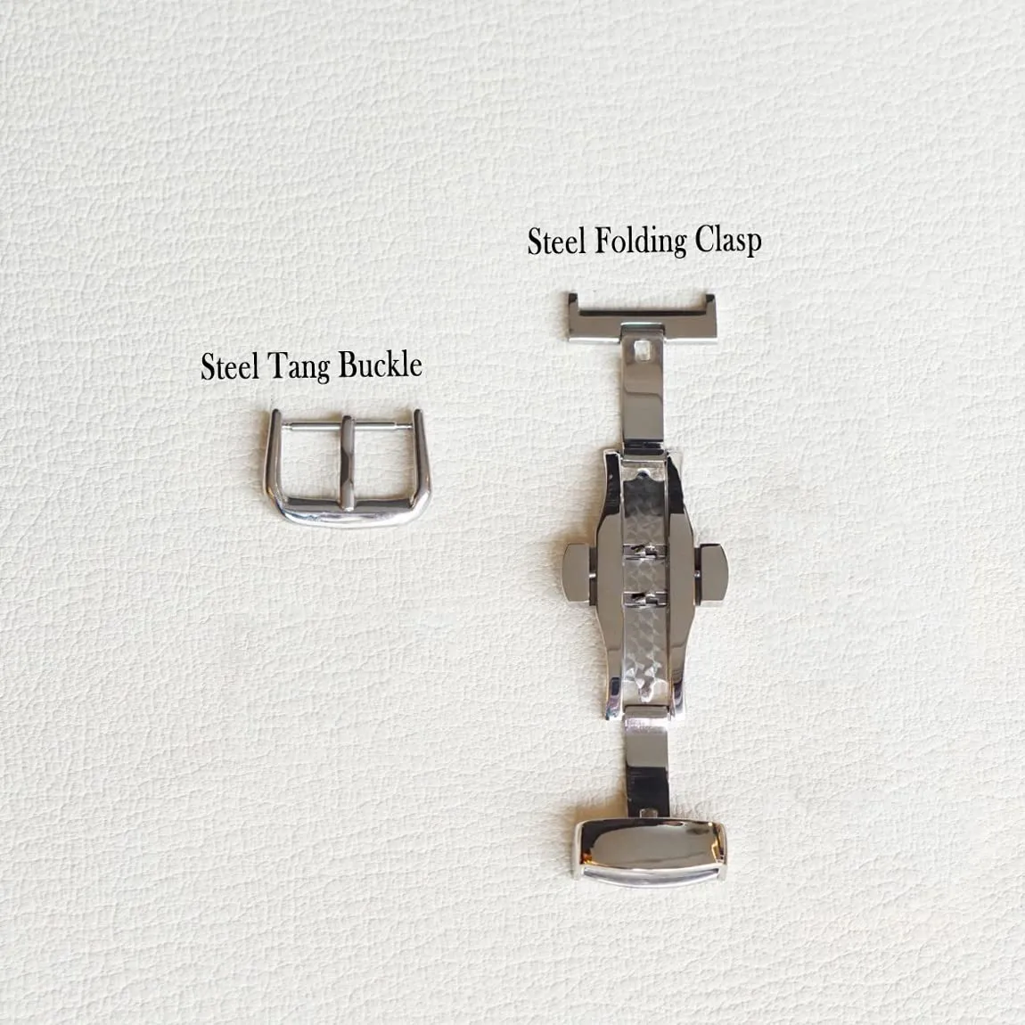 watch strap (20mm, Steel Folding Clasp) Alran Chevre Sully leather intertwine watch band, Light Grey Goat leather 