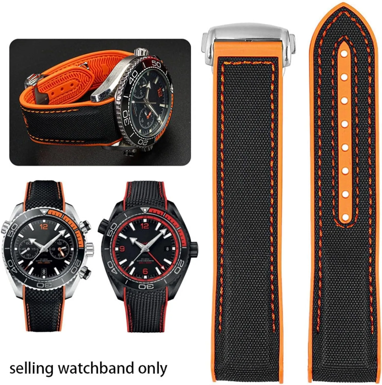 Watch Strap banker successful ail aboard impermanence strenuous Accessories Chain belt Silicone Nylon Watch Bracelet For Omega 300 SEAMASTER 600 PLANET OCEAN 