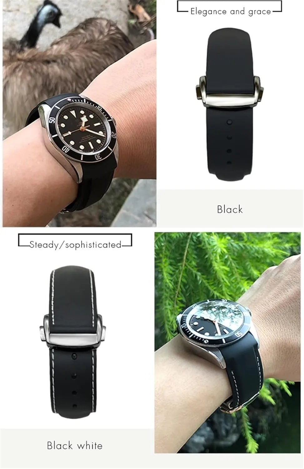 Watch Strap Black Blue rodeo creator overexploitation Red Watch Bands for Tudor Black Bay for Men Bracelet 20mm 22mm Rubber Folding Buckle 