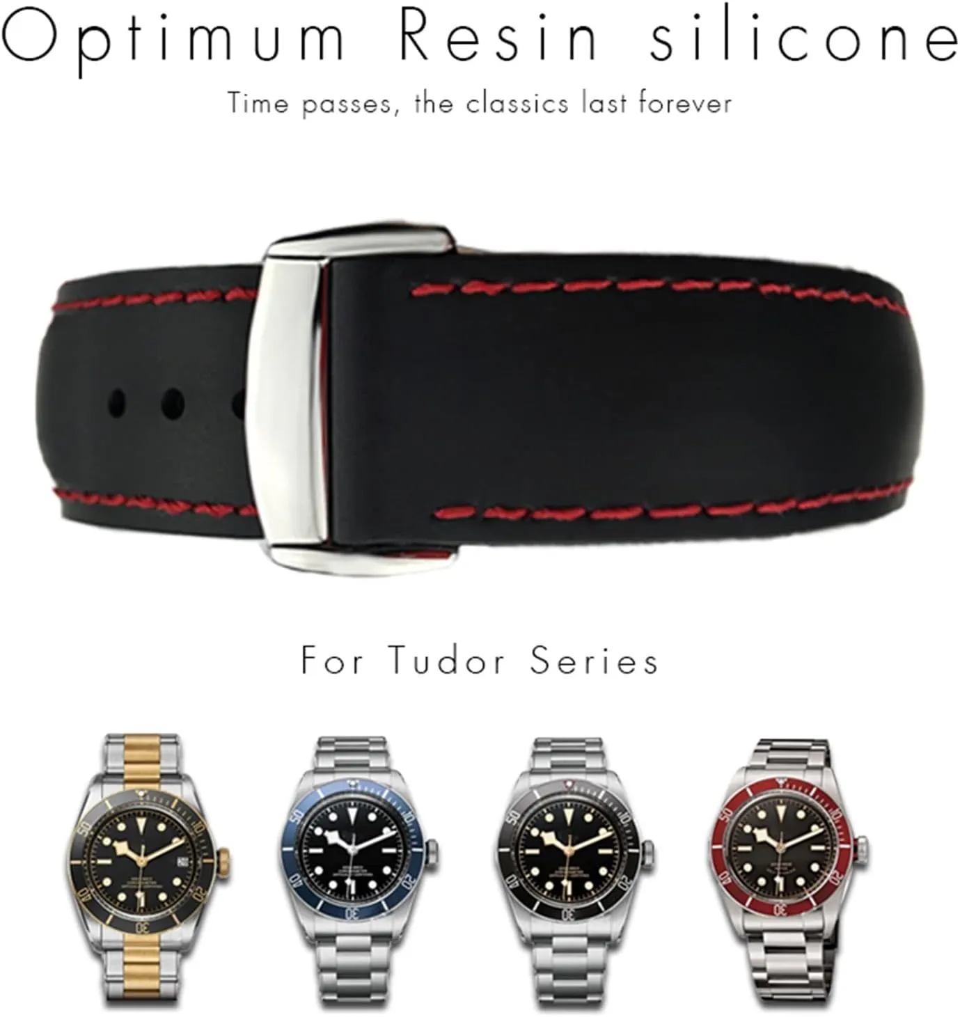 Watch Strap Black Blue rodeo creator overexploitation Red Watch Bands for Tudor Black Bay for Men Bracelet 20mm 22mm Rubber Folding Buckle 