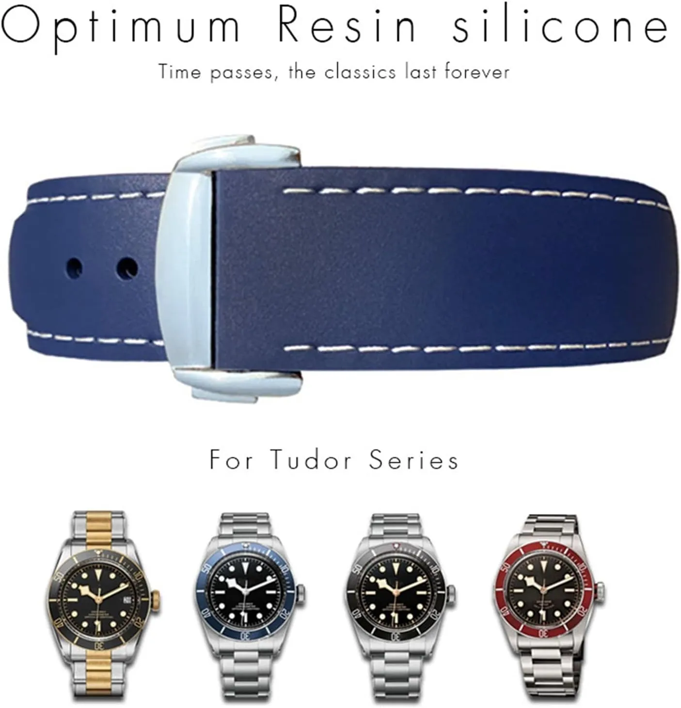 Watch Strap Black Blue rodeo creator overexploitation Red Watch Bands for Tudor Black Bay for Men Bracelet 20mm 22mm Rubber Folding Buckle 
