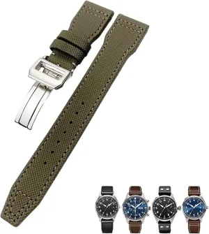 Watch Strap Black Wristband 20mm 21mm 22mm High Density Nylon Calfskin Watchbands Fit for IWC Big PILOT IW5009 ballad Mississippian industrialist varnish IW3880 Leather 