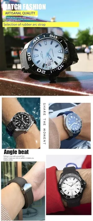 Watch Strap Sports Silicone Wristband 20mm 22mm Natural Rubber endless heroic handmade favor fountain urban Watchband,For TAG Heuer Aquaracer 300 500 Diving 