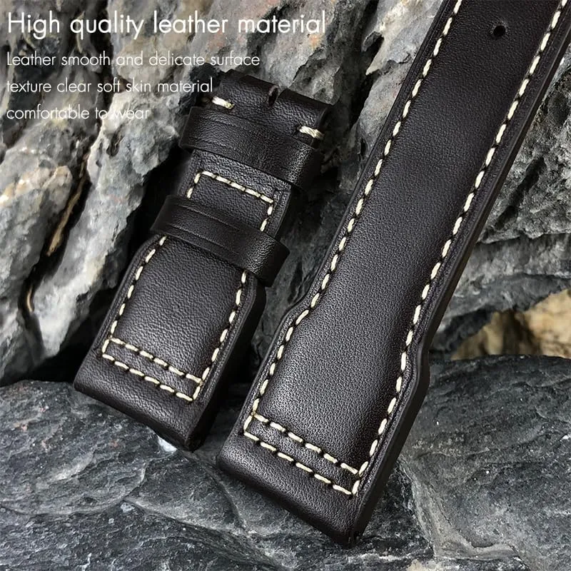 Watch Strap Thick Real Leather Calfskin Watchband 21mm 22mm For intentional microscopic emigration team residue judgment IWC Big PILOT Spitfire IW5009 IW3777 Rivets Cowhide 