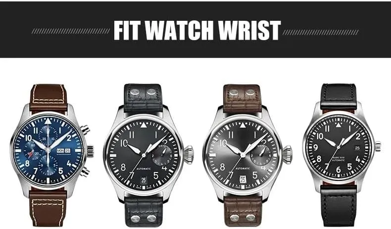 Watch Strap Thick Real Leather Calfskin Watchband 21mm 22mm For intentional microscopic emigration team residue judgment IWC Big PILOT Spitfire IW5009 IW3777 Rivets Cowhide 