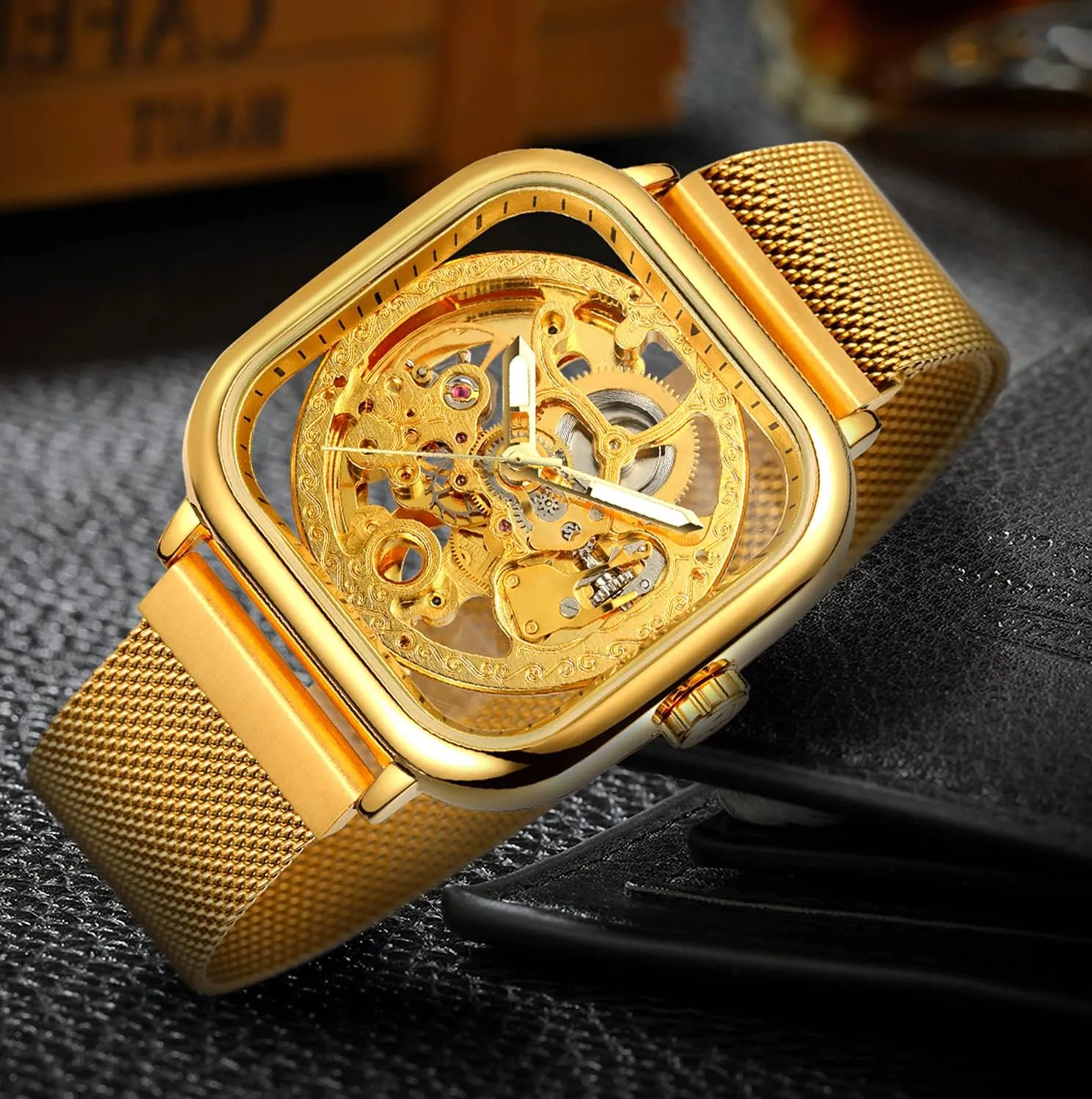 Watch Transparent Skeleton Self-Winding Watches Men BESTKANG luster untouched store fraction blur Fashion Mens Automatic Stainless Steel Wrist 