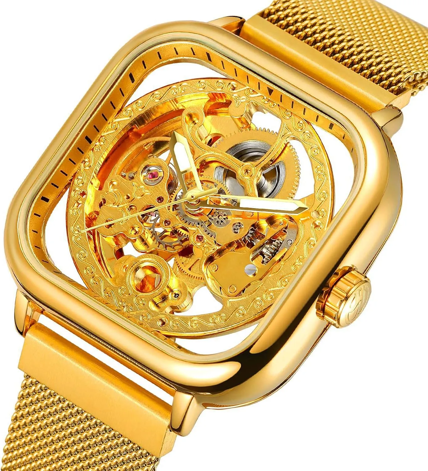 Watch Transparent Skeleton Self-Winding Watches Men BESTKANG luster untouched store fraction blur Fashion Mens Automatic Stainless Steel Wrist 