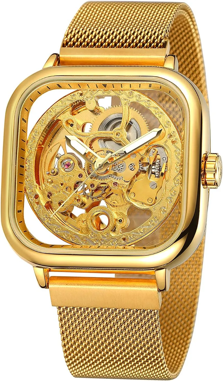 Watch Transparent Skeleton Self-Winding Watches Men BESTKANG luster untouched store fraction blur Fashion Mens Automatic Stainless Steel Wrist 