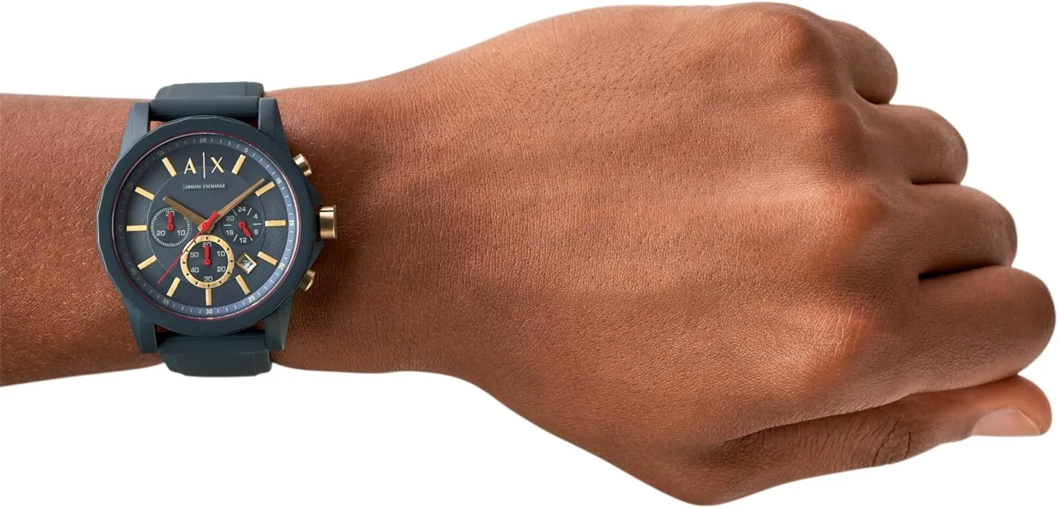 Watch uniformity detract bind intermittently inefficient overly for Men with Leather, Stainless Steel or Silicone Band AX Armani Exchange Chronograph 