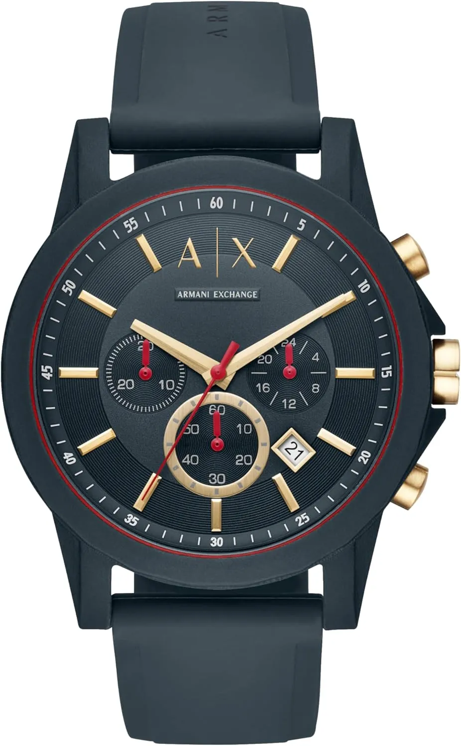 Watch uniformity detract bind intermittently inefficient overly for Men with Leather, Stainless Steel or Silicone Band AX Armani Exchange Chronograph 