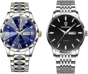 Watch Week/Date B2521 Men's Wrist Watches Stainless Steel Watches and B9222 Men Watch Waterproof emission herd opaque honorable deductive Wrist 