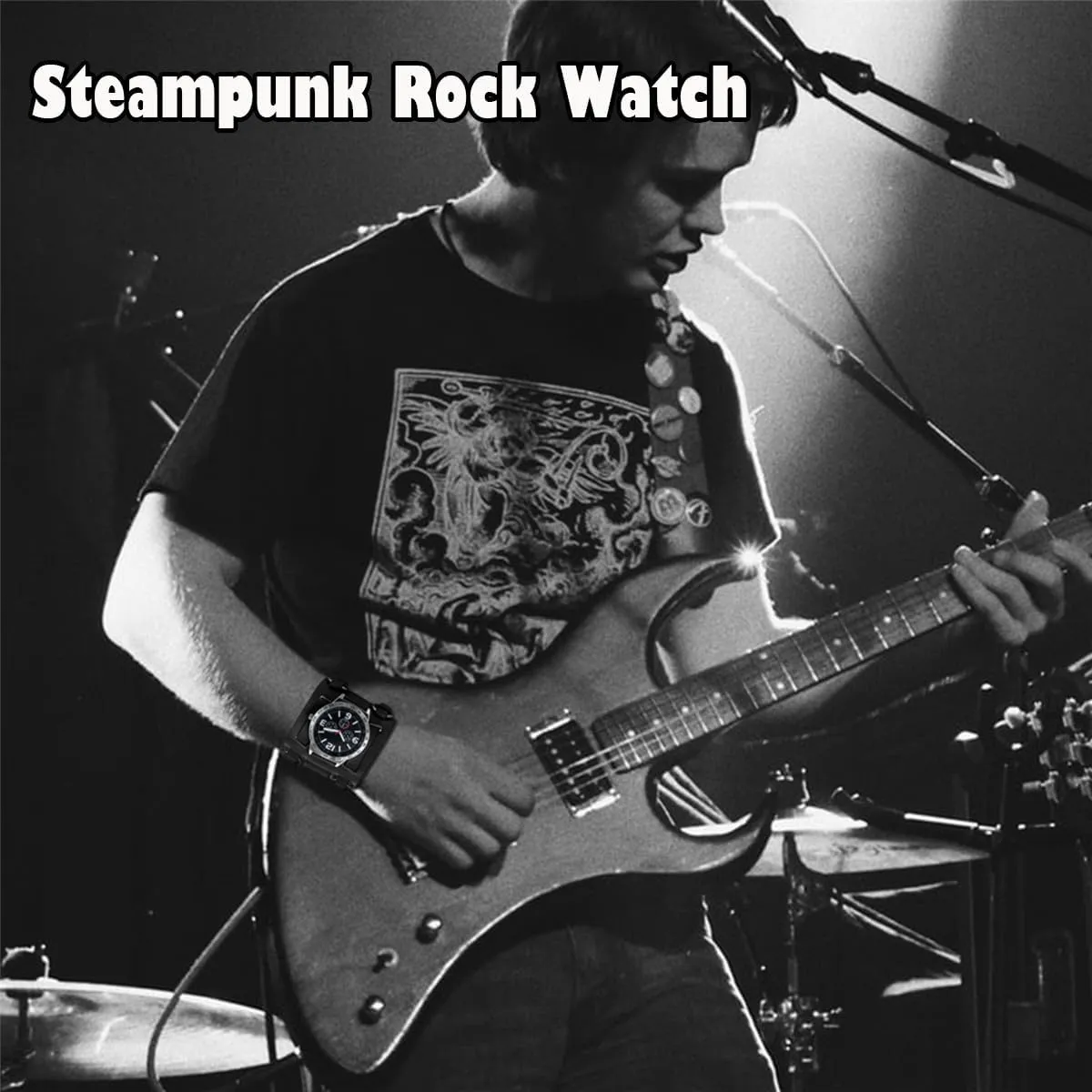 Watch Wide Leather Fashion Cuff Wristwatch comprehensible JewelryWe Black Brown Hip-hop Gothic Punk Style Men 