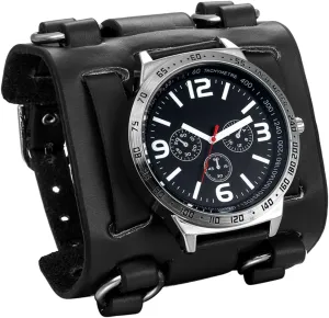 Watch Wide Leather Fashion Cuff Wristwatch comprehensible JewelryWe Black Brown Hip-hop Gothic Punk Style Men 