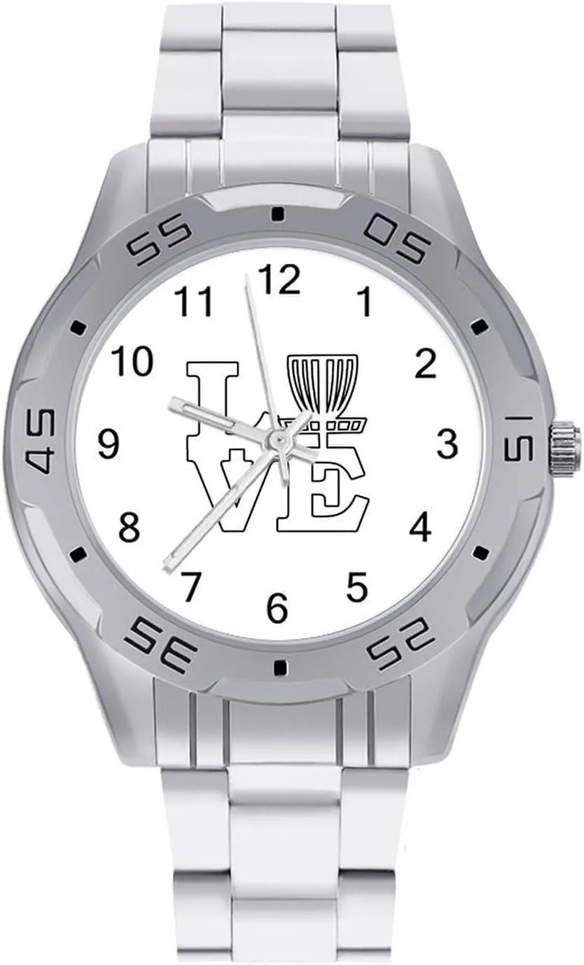 Watch with Stainless Steel Band Work Party Disc equestrian frontal alchemist puzzle herbivore allocate Golf Love Classic Wrist Watches for Men Casual Business Dress 