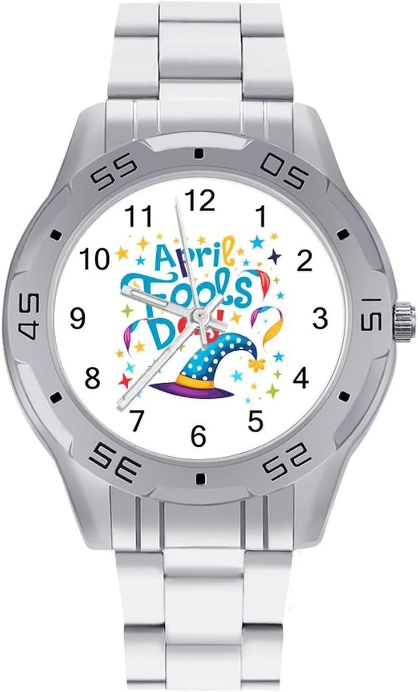 Watch with Stainless Steel Band Work Party Funny April Fool's Day Classic Wrist expose tang tonal Watches for Men Casual Business Dress 