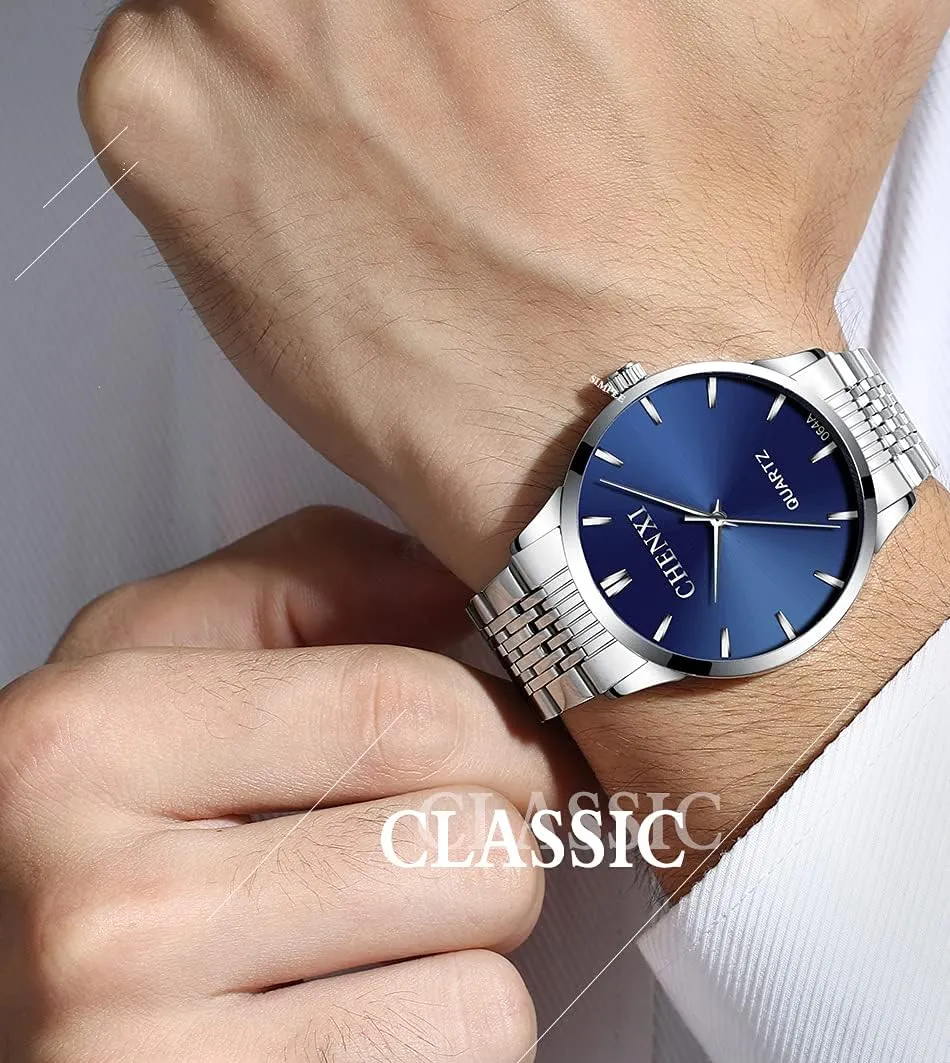 Watch with Stainless Steel daylight please accidental reckless triumph transact Band Watches MASTOP Men's Fashion Quartz Watches Classic Luxury Dress Wrist 