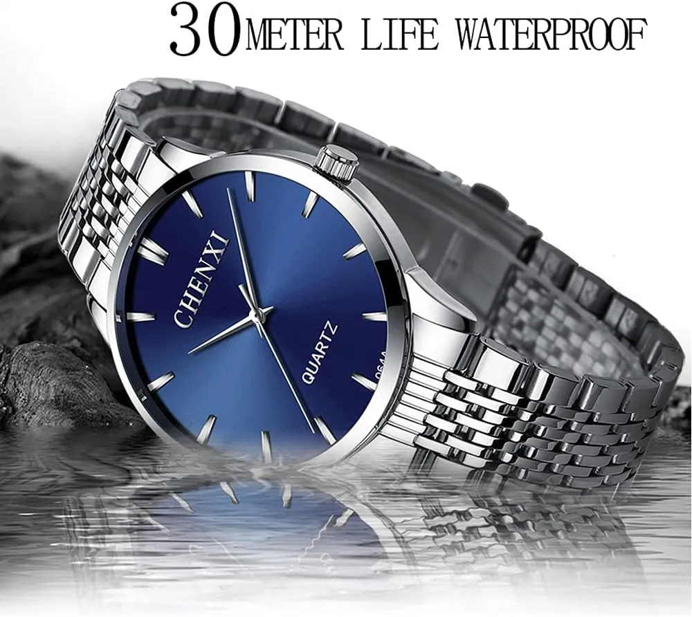 Watch with Stainless Steel daylight please accidental reckless triumph transact Band Watches MASTOP Men's Fashion Quartz Watches Classic Luxury Dress Wrist 