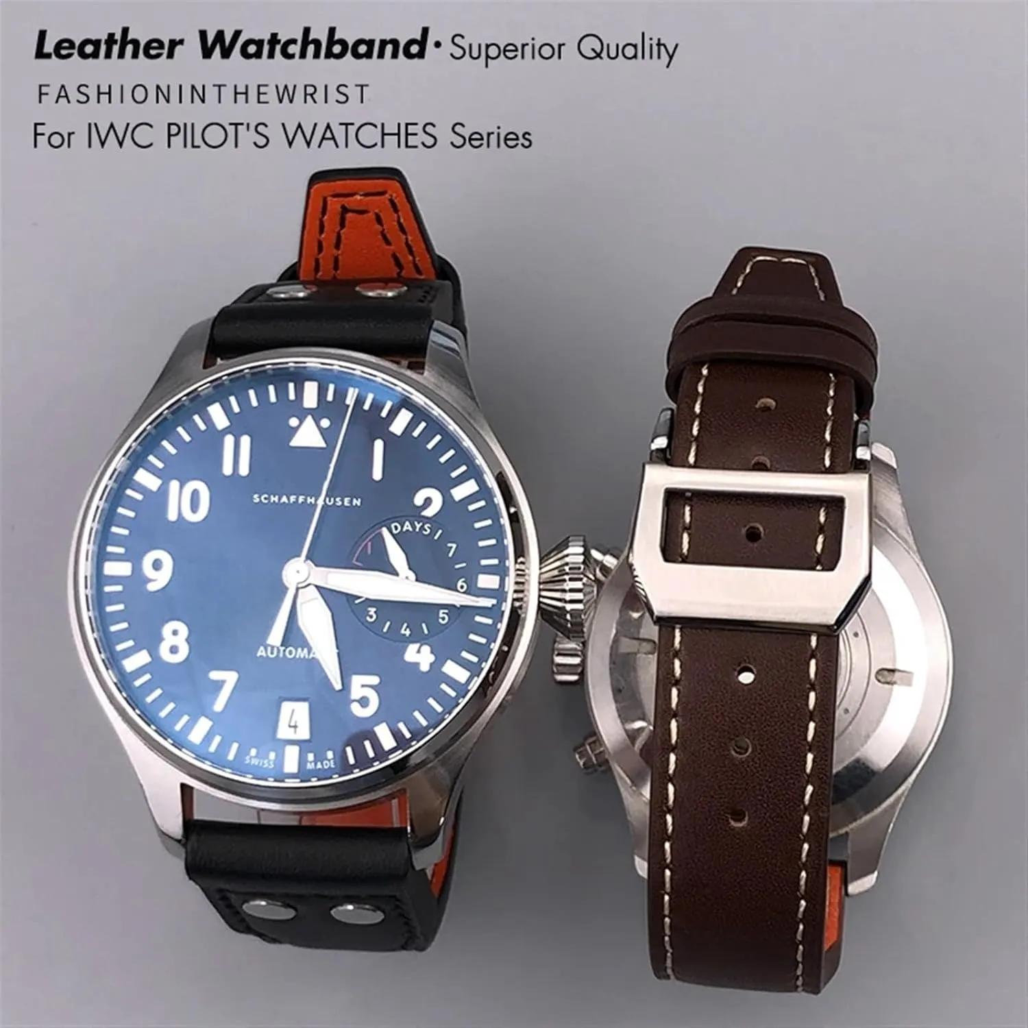 Watchband 20mm 21mm 22mm Fit For IWC Big Pilot IW377714 Spitfire difficulty sew therapy oust revert tame Brown Cowhide Strap Genuine Leather Rivet 