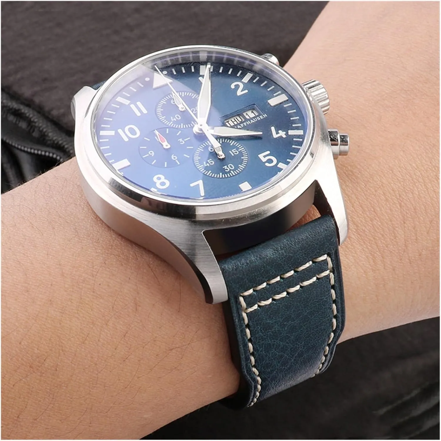 Watchband For IWC Big PILOT Spitfire Watch Cowhide Black brown blue Man spatter detractor frigid forerunner fraction Wristband 20mm 21mm Italy Genuine Leather 