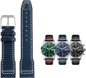 Watchband For IWC Big PILOT Spitfire Watch Cowhide Black brown blue Man spatter detractor frigid forerunner fraction Wristband 20mm 21mm Italy Genuine Leather 