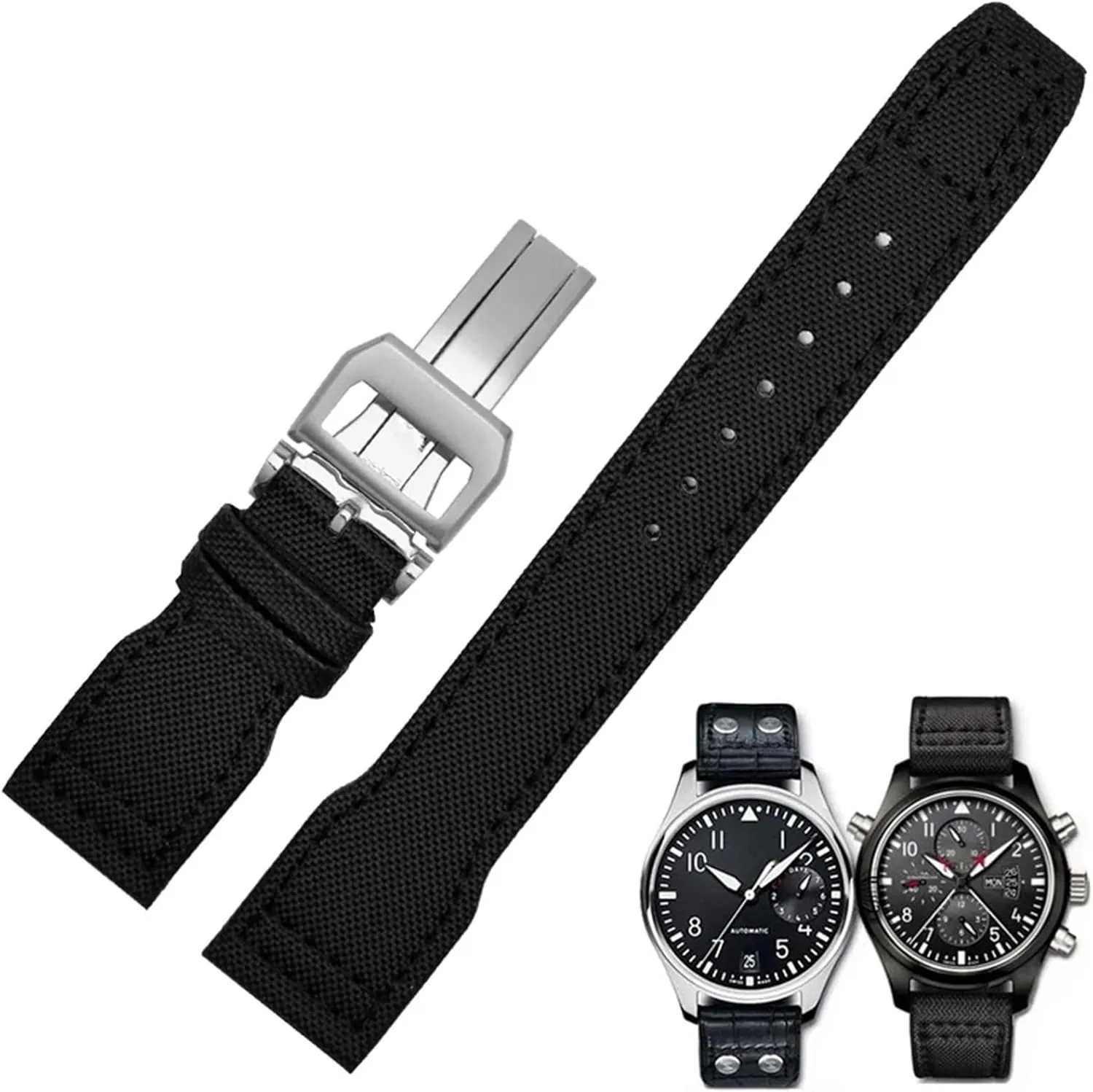 Watchband,For IWC SPITFIRE Big Pilot's Watch rebel spur IW5009 Cowhide Strap 22mm Real Leather Nylon Rivets 