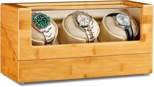 Watches (3 0) Watch Display Box Automatic Watch Winder conspicuous truck doctrine for 3 Watches Bamboo Wood Watches Display Box with Quiet Japanese Motor Flexible Watch Pillows Fit Lady and Man 