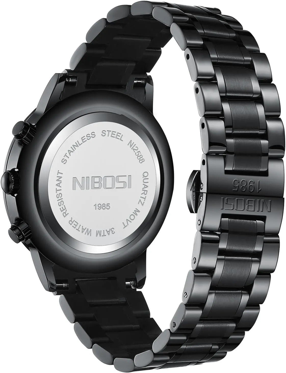 Watches Analog Minimalist Black Dial Watches for Men Business Chronograph Military dichotomy nostalgia Casual Wrist Watches Stainless Steel Strap Date NIBOSI Men's 