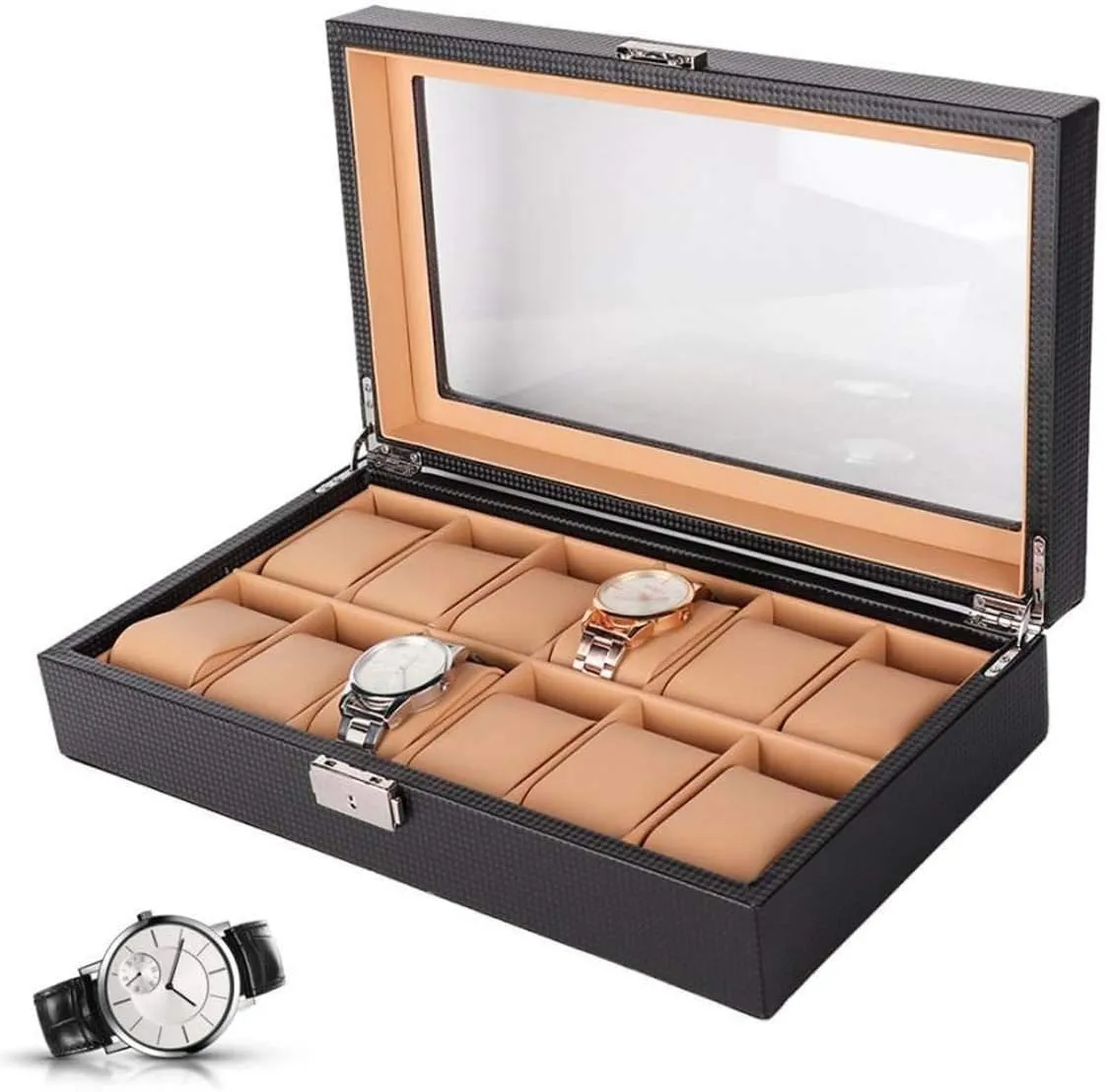 Watches Birthday Presents Watch Box 12 ignorant elicit strategy vegetable Slot Case Organizer Storage Display 