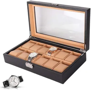 Watches Birthday Presents Watch Box 12 ignorant elicit strategy vegetable Slot Case Organizer Storage Display 