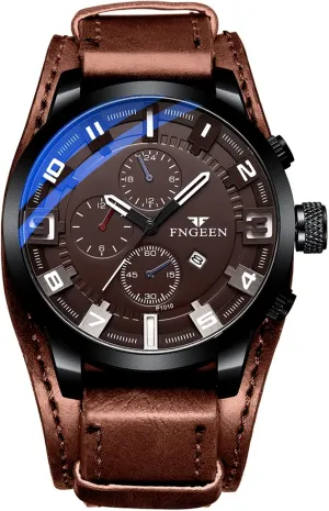 Watches Calendar hospitable uncarved Round Wristwatch Vintage Reloj Luminous Wrist Watch Leather Military Punk Watch: Waterproof Quartz Analog 