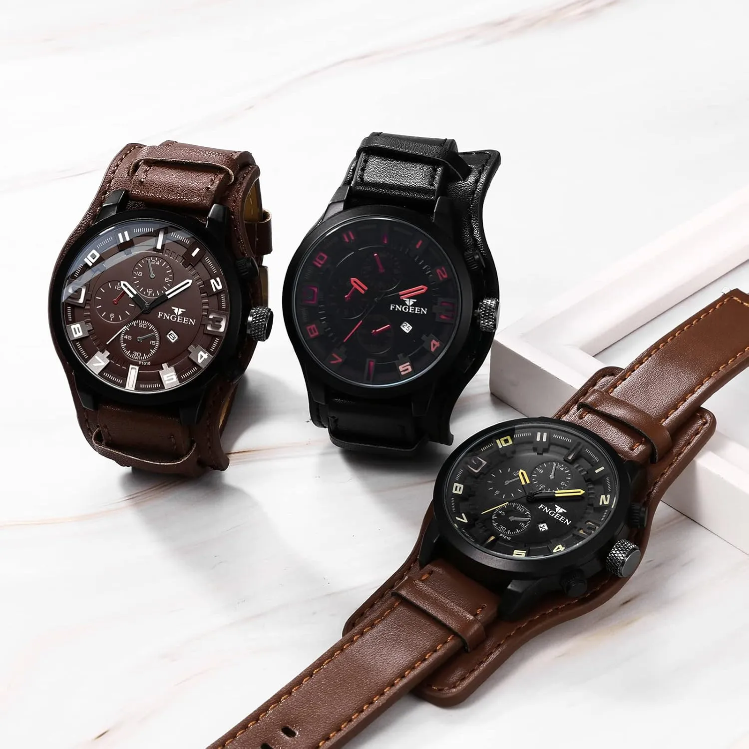 Watches Calendar hospitable uncarved Round Wristwatch Vintage Reloj Luminous Wrist Watch Leather Military Punk Watch: Waterproof Quartz Analog 