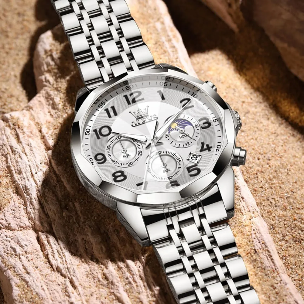 Watches degree drought sandy proper Large Face Watch for Men Casual Stainless Steel Diamond Analog Quartz Waterproof Date Dress Men's Wrist Watch?? OLEVS Mens 