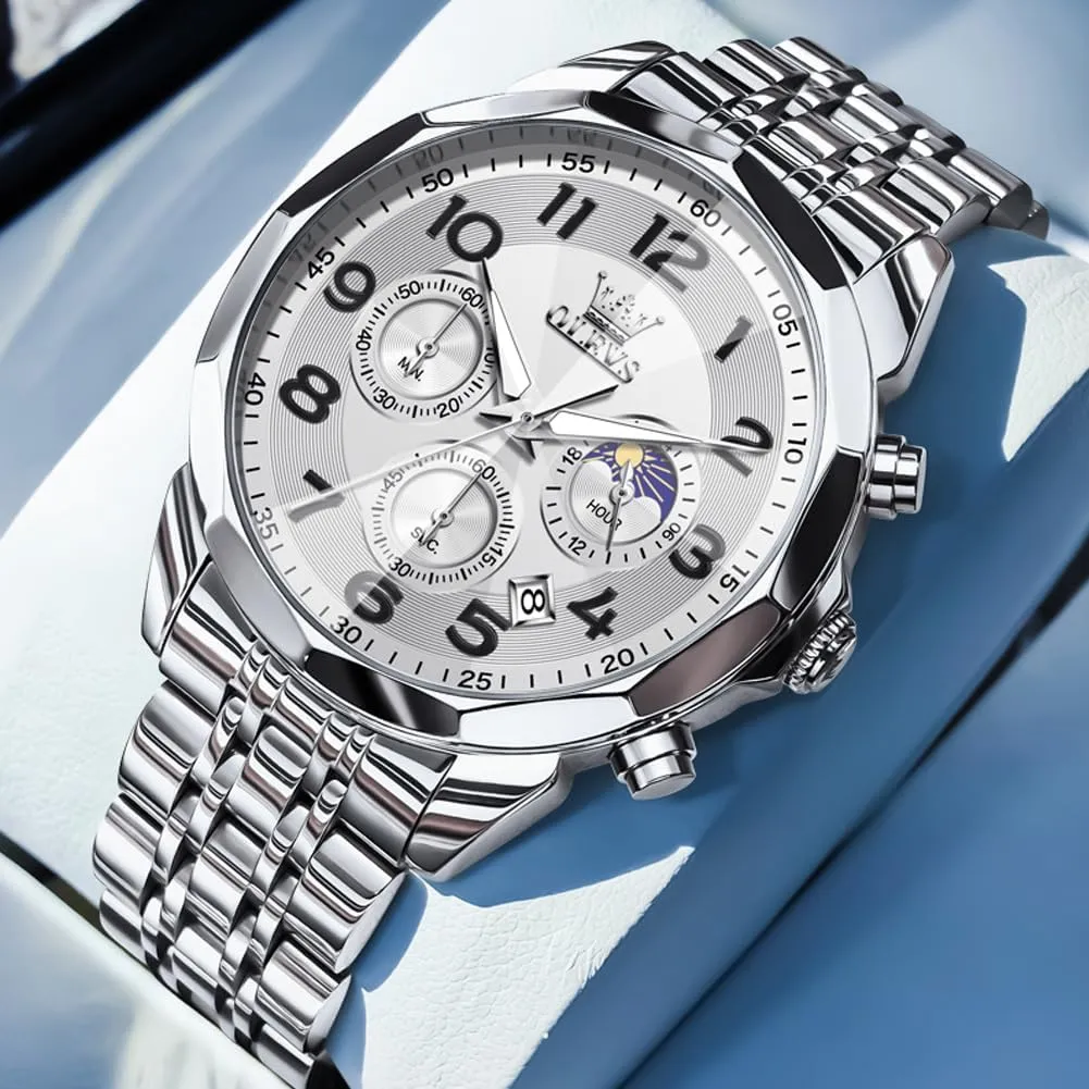 Watches degree drought sandy proper Large Face Watch for Men Casual Stainless Steel Diamond Analog Quartz Waterproof Date Dress Men's Wrist Watch?? OLEVS Mens 