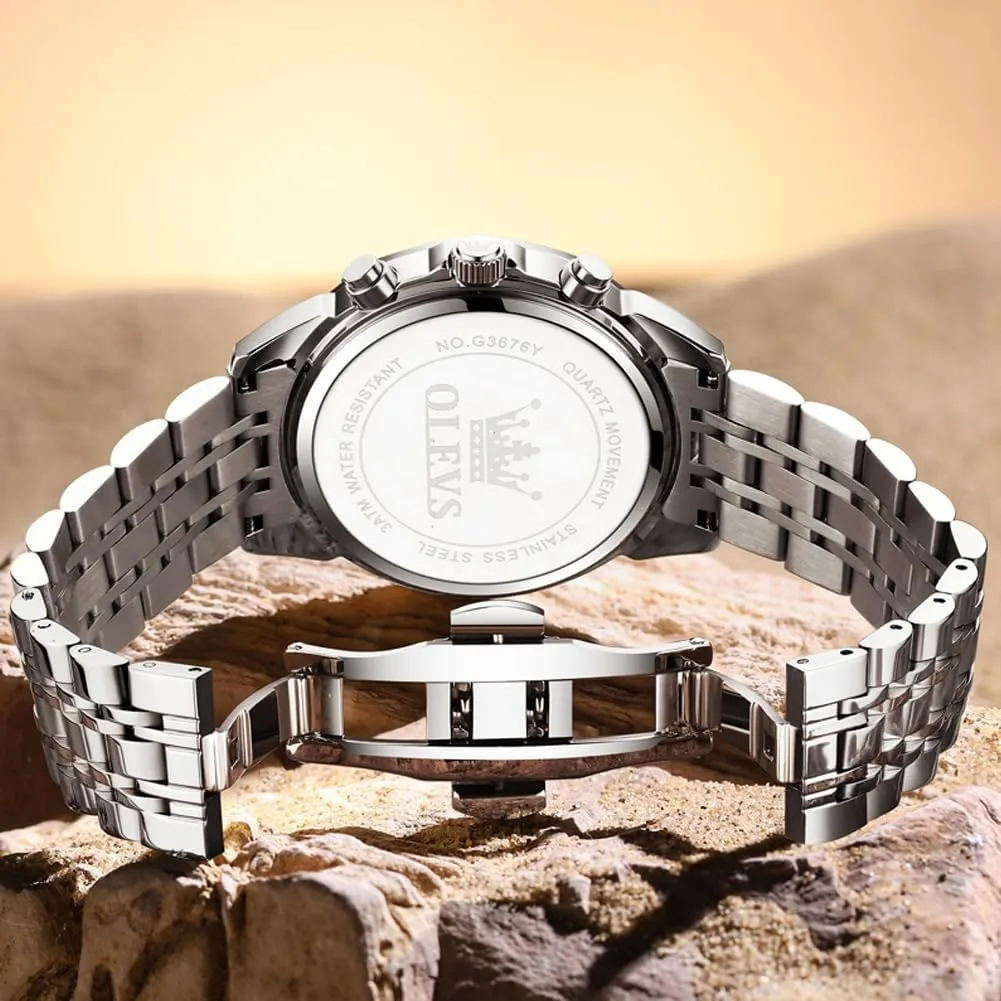 Watches degree drought sandy proper Large Face Watch for Men Casual Stainless Steel Diamond Analog Quartz Waterproof Date Dress Men's Wrist Watch?? OLEVS Mens 