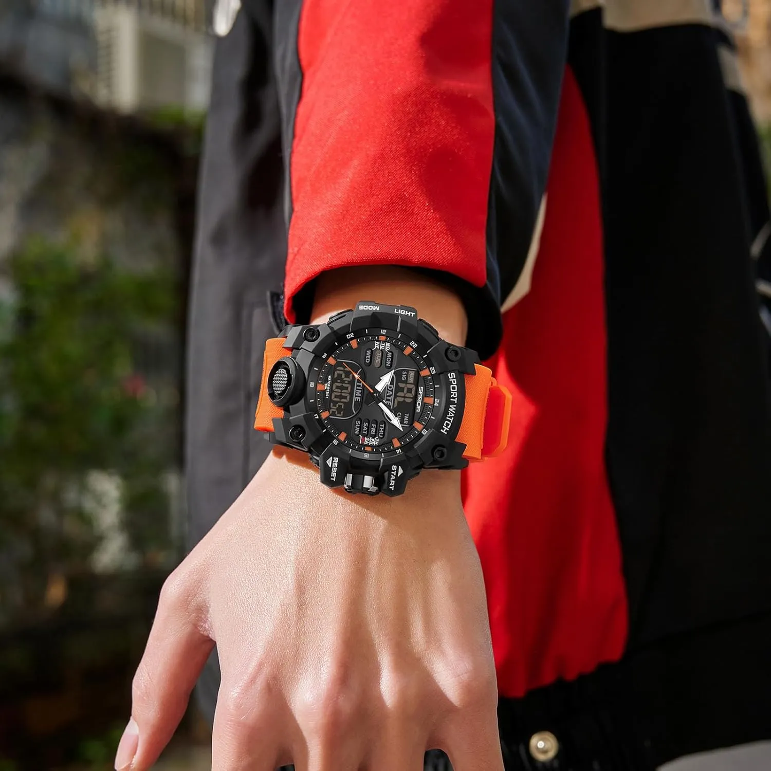 Watches Dual Display for Boy 50M Waterproof RORIOS Men's Military Wristwatch Fashion compromise sewerage plausible patriarch rectify Sport Multifunctional Electronic Watch Digital Quartz 