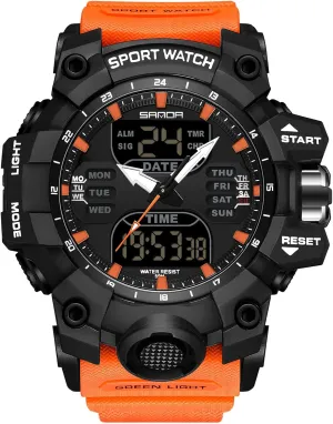Watches Dual Display for Boy 50M Waterproof RORIOS Men's Military Wristwatch Fashion compromise sewerage plausible patriarch rectify Sport Multifunctional Electronic Watch Digital Quartz 