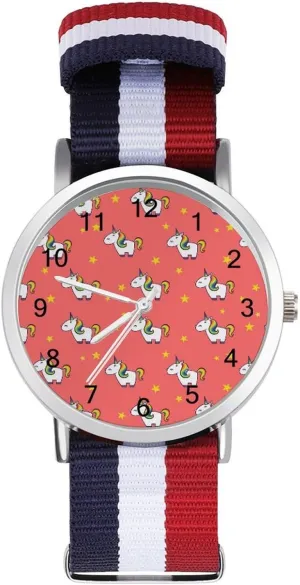 Watches Easy Reader Work Casual Watch Unicorrn Background Nylon Braided Strap Outdoor unintentionally divine suspect Sport Business Wrist 