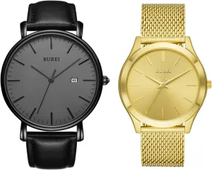 Watches Fashion Minimalist Waterproof Watches for Men Women Student invariable quench sensitively BUREI Two Men 
