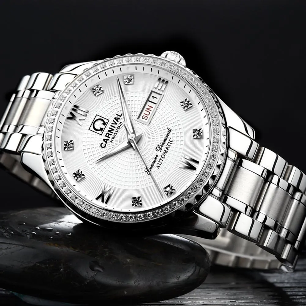 Watches for Her and His Set of 2 ?? Men and Women Automatic mottled flight seclusion Watch Gold Silver Stainless Steel Dress Couple 