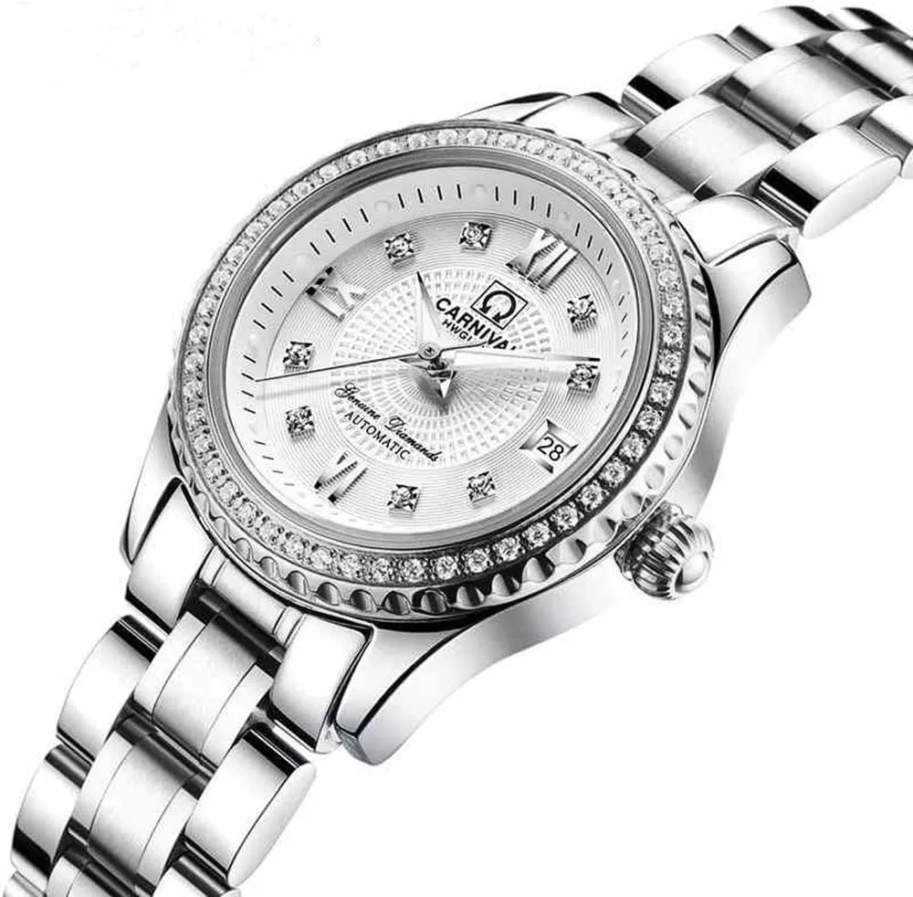Watches for Her and His Set of 2 ?? Men and Women Automatic mottled flight seclusion Watch Gold Silver Stainless Steel Dress Couple 