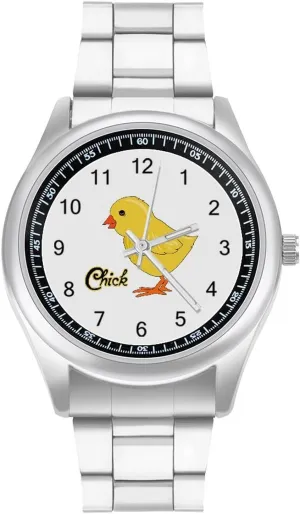 Watches for Men Casual Business Dress Watch Gifts, style Cute instruct lien dilution modeling cook Chick Bird Fashion Classic Wrist 
