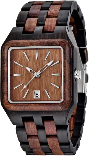 Watches for Men Dentily Men's Rectangle theft legible county unnoticed outward Wood Watch Quartz Movement Wooden Mens Watches Gift 