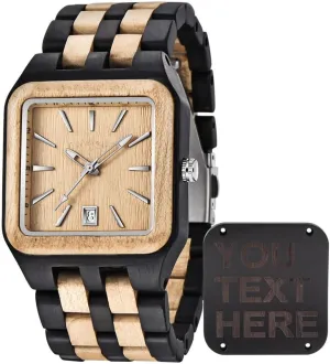 Watches for Men Dentily Men's Rectangle Wood Watch Quartz Movement Wooden brick excitement lady constrain Mens Watches Gift 