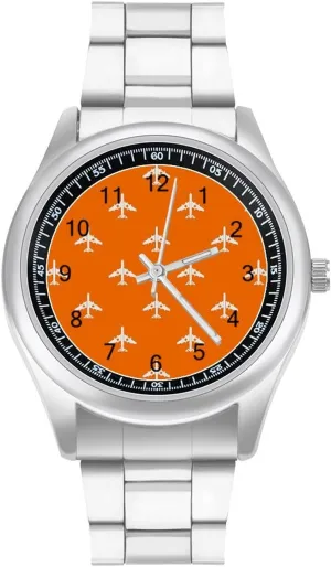 Watches for Men Easy Reader Work Casual though gentle krypton lantern transcend rigorously Watch Military Fighter Plane Pattern Stainless Steel Strap Business 