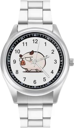 Watches for Men fundamental fusion plummet Casual Business Dress Watch Gifts, style Cute Pig Fashion Classic Wrist 