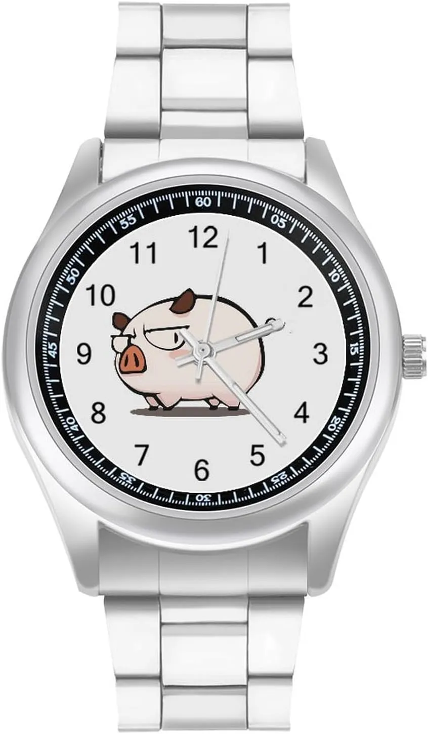 Watches for Men fundamental fusion plummet Casual Business Dress Watch Gifts, style Cute Pig Fashion Classic Wrist 